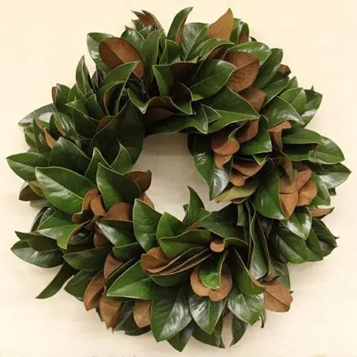 24 inch Magnolia Leaf Wreath in green and brown