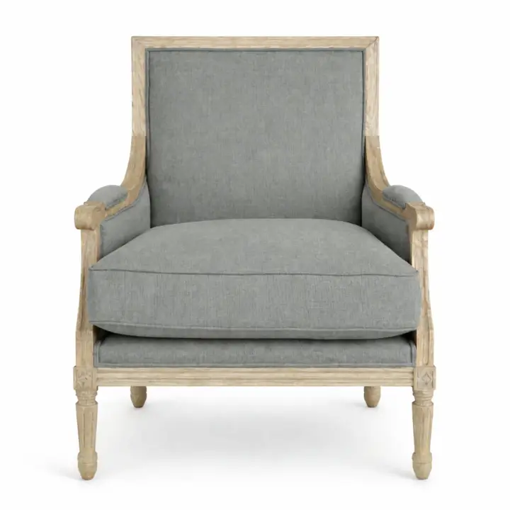 Louis Club Chair in Soft Dove Gray Linen