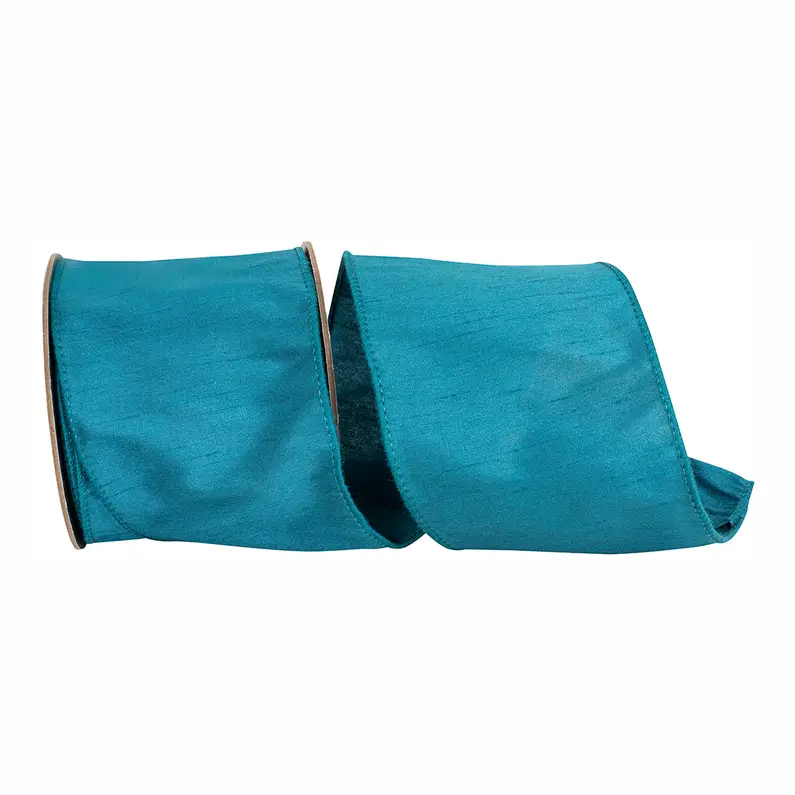 Dupioni Supreme Wired Edge Ribbon Jade 4 inch 10 Yards