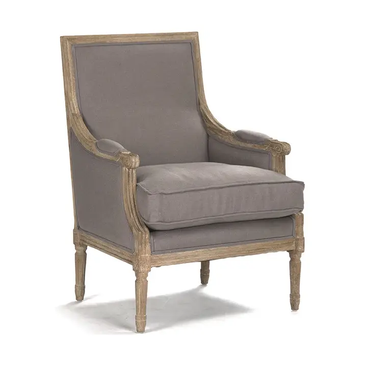 Louis Club Chair in Warm Taupe Linen