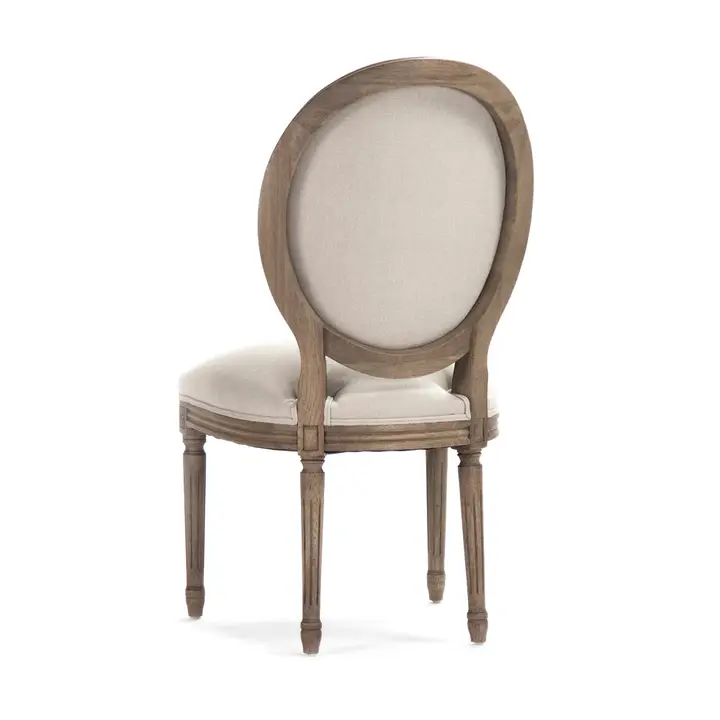 Medallion Side Chair in Natural Linen with Recycled Oak frame - rear view