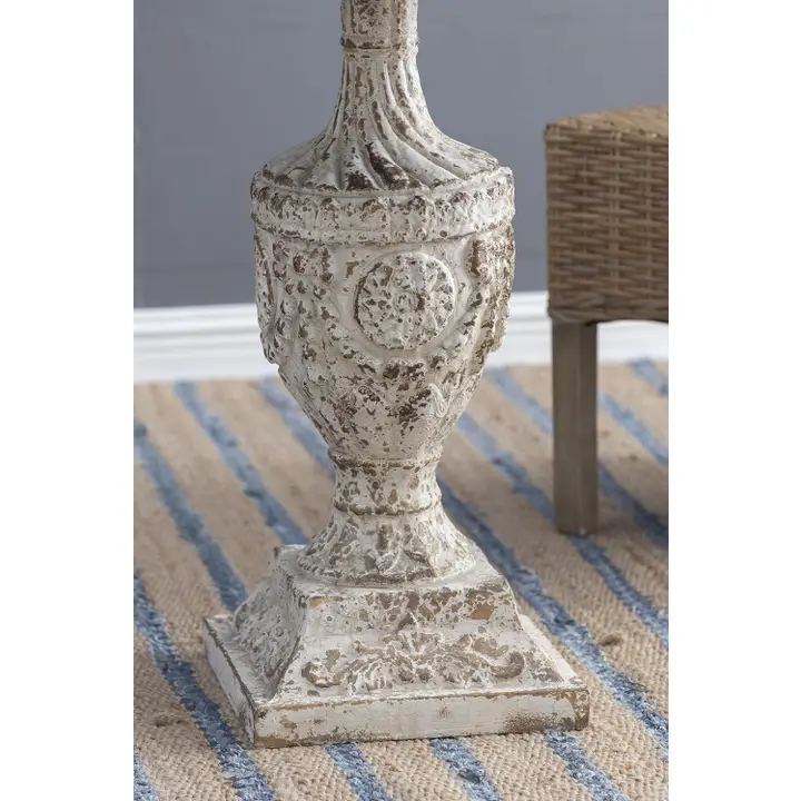 Maison Urn Pedestal Table - close up of ornate carved base detail