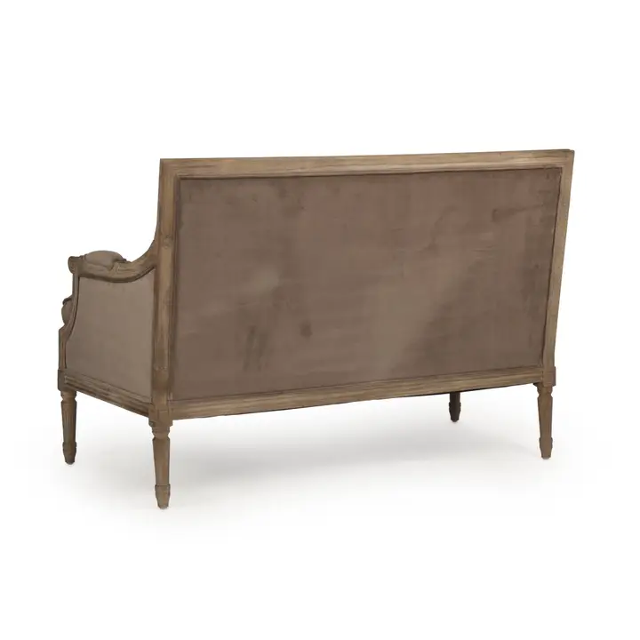 Brown Velvet Louis Settee - rear view