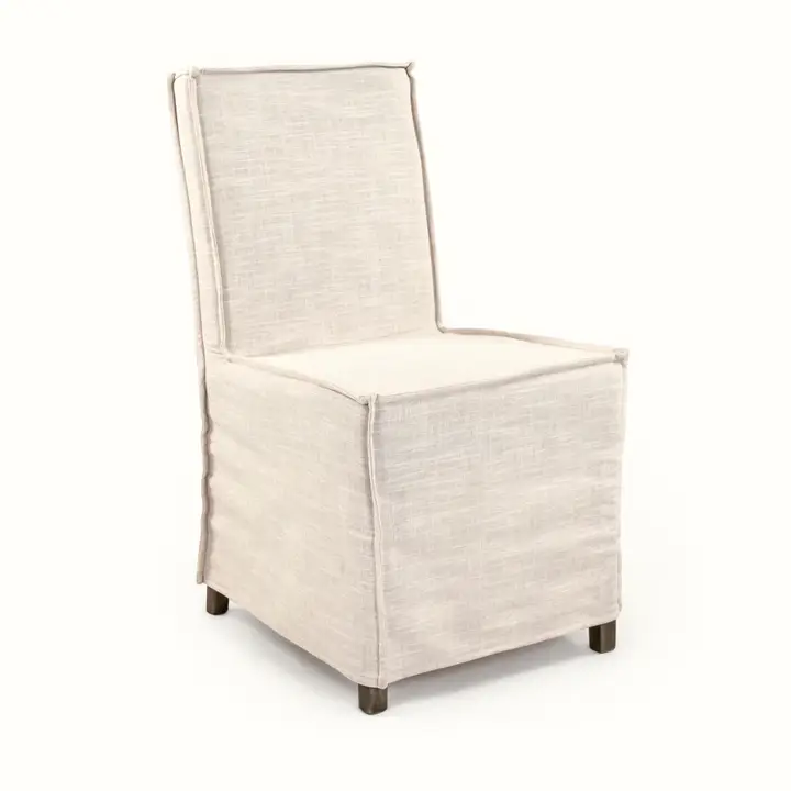 Jo Side Chair in Natural Beech and Off-White Polyester slipcover